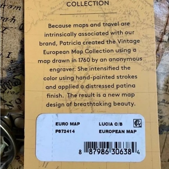 NWOT Patricia Nash Lucia Crossbody European Map with Tan Trim Purse - Picture 13 of 13